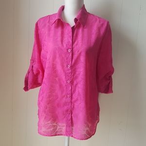 Chicos Textured Button Down Shirt